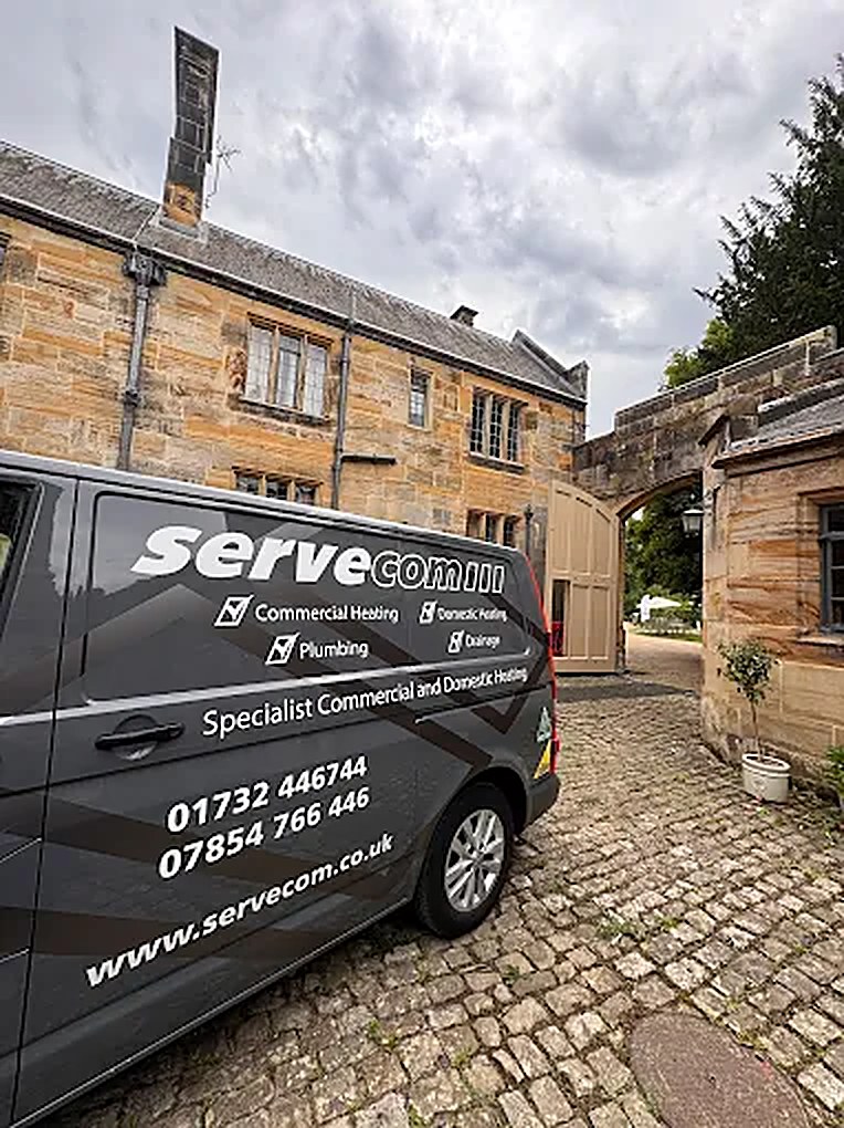 Servecom branded van on a job in West Kent